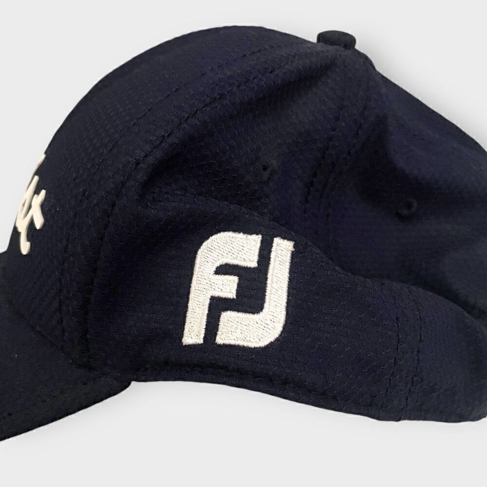 Titleist Polyester Pro V1 FootJoy Blue White Embossed Logo Hat Adjustable New - Picture 3 of 7